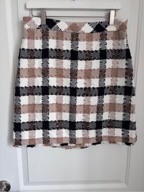 Ann Taylor Plaid Boucle Fringe Skirt - Size 8